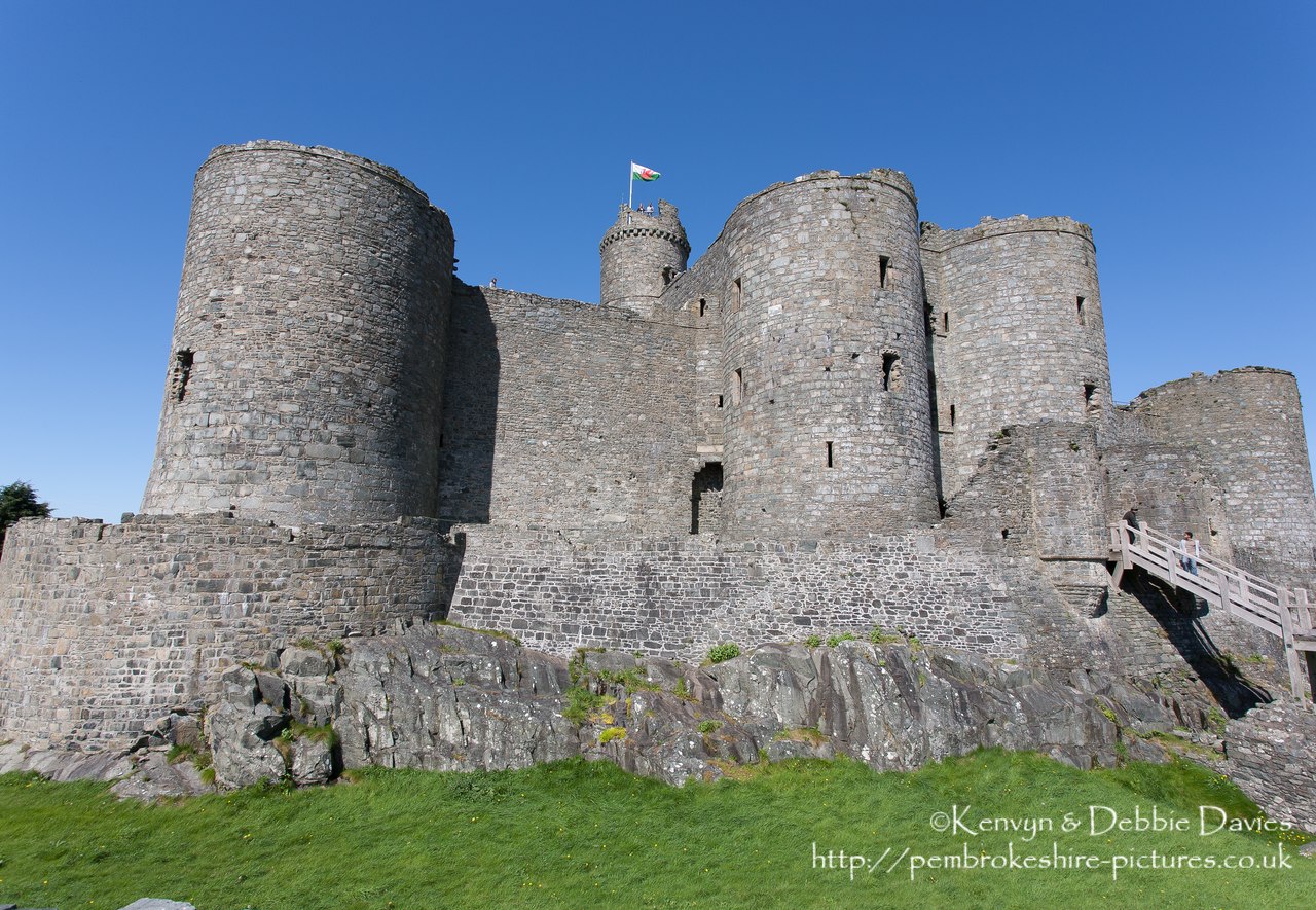 Harlech Castle, Tremadog Bay, Snowdonia National Park in Gwynedd. Built by Edward I from 1283-1290, it is part of the "Iron Ring" of castles built to subdue Welsh resistance.